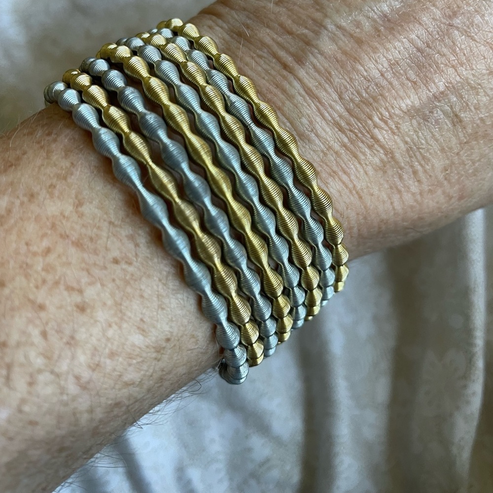 8 Silver and Gold Stretch Guitar String Bracelets